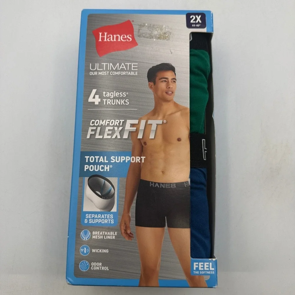 Hanes Ultimate Comfort Flex Fit Trunks Mens 2XL Multi Color 4pk UFSTA4